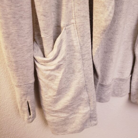 Athleta Lt Grey Drape Neck Open Front Jacket with Pockets/Thumbholes XS EUC - Picture 8 of 8